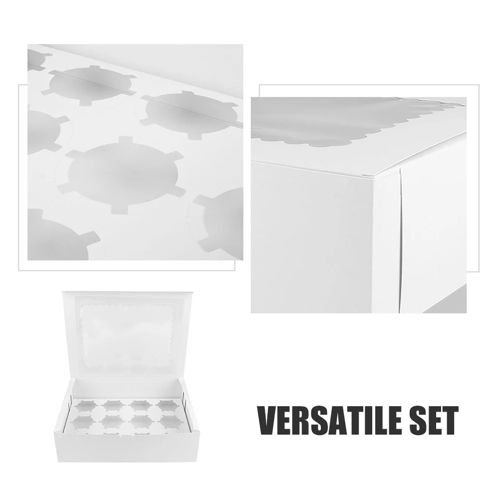 Cajas para cupcakes elegantes, soporte de 12 rejillas, postres para fiesta de cumpleaños, Mini cajas para pasteles, caja para cupcakes resistente y segura para alimentos, 4 Uds.