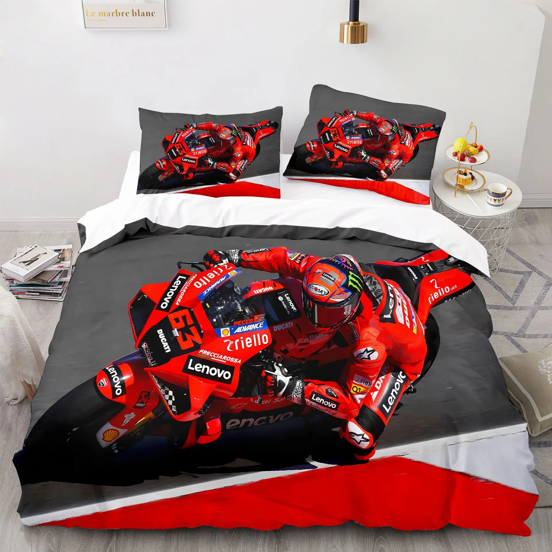 3d Print Marc Marquez 93 Bedding Set Duvet Cover Comforter Bed Set Quilt Cover Pillowcase,King Queen Twin Size Boys Girls Adults