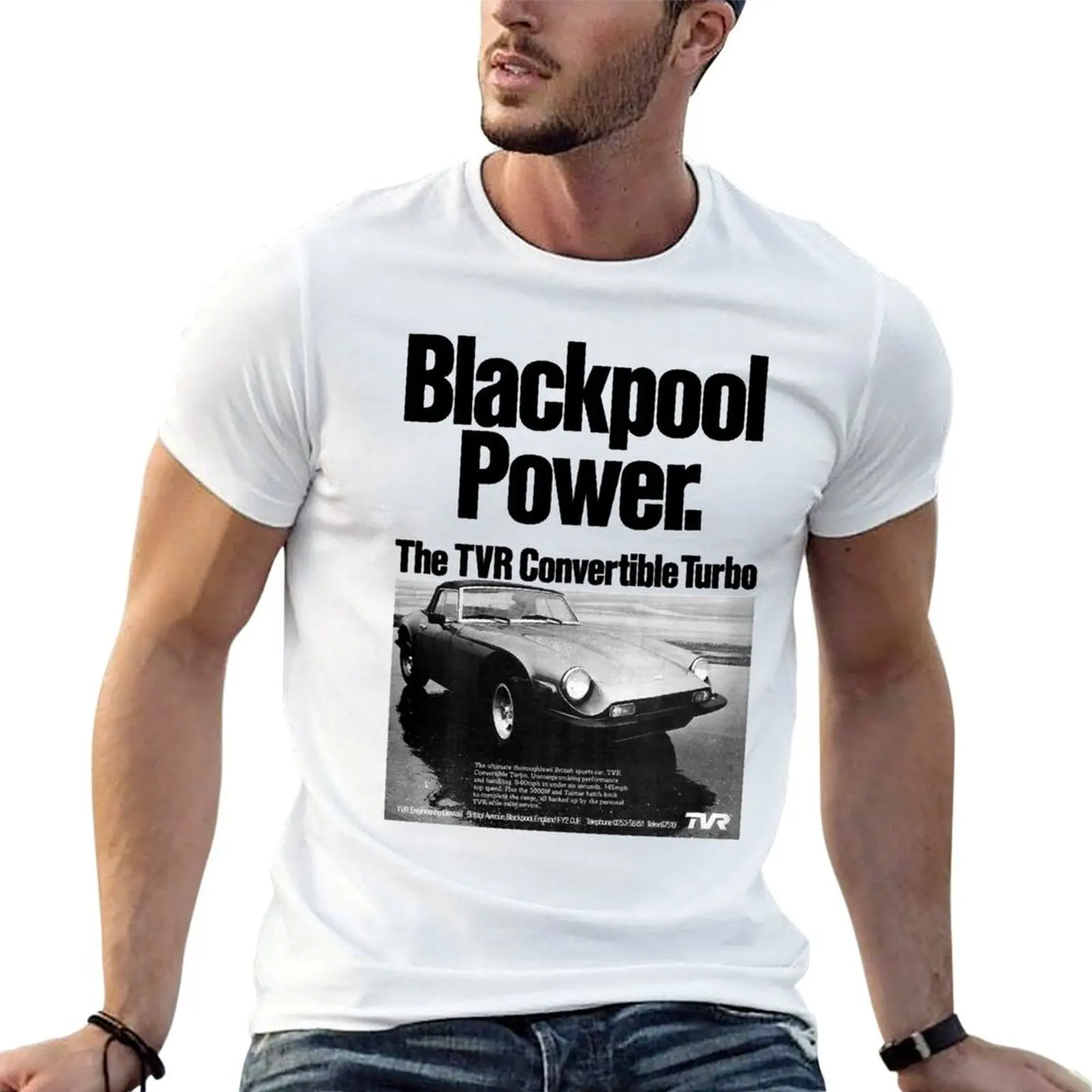 TVR M-SERIES TURBO CONVERTIBLE - BLACKPOOL THEMED T-Shirt tops quick-drying black t-shirts for men