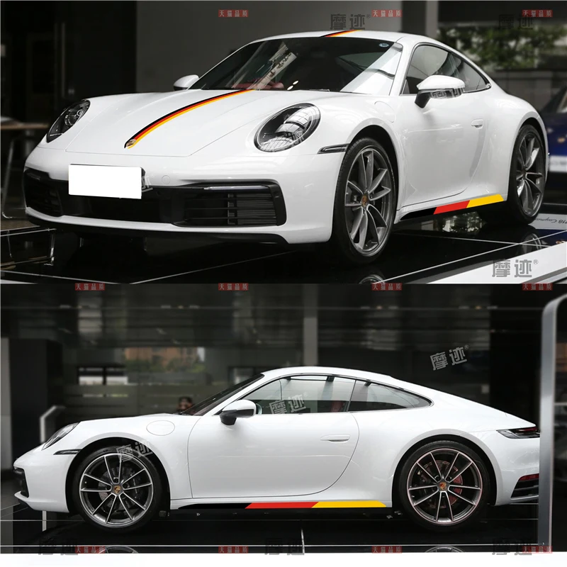 Car sticker FOR Porsche 911 Cayman 918 body hood decoration sporty and fashionable flag Vinyl Decor accessories