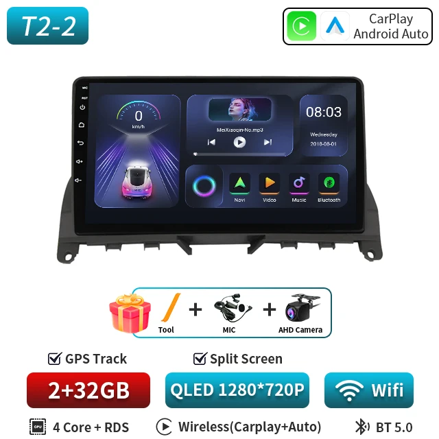 9 "Android 16 Carplay Auto Voor Mercedes Benz C Klasse 3 W204 S204 2006 2007 2008 2009 - 2011 multimedia Stereo Speler GPS WIFI 5G