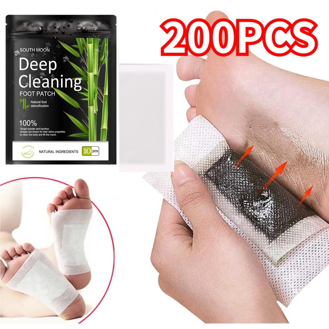 100Pcs/Set Detox Foot Pads Bamboo Vinegar Natural Herbal Toxins Cleansing Adhesive Patches Plaster Improve Sleep Feet Stickers