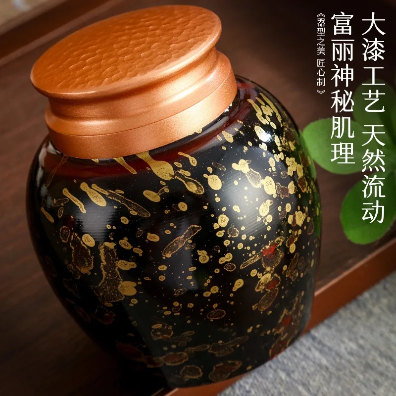 Premium Red Copper Tea Canister with Lacquer Finish, Airtight Seal, Portable Small Size, Moisture-Proof Storage