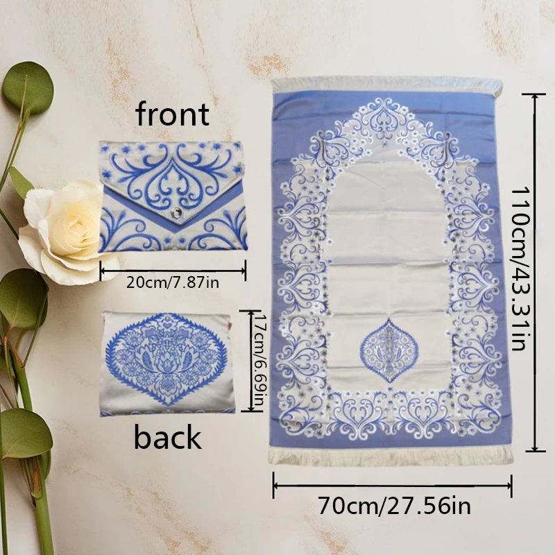 3 unids/set de alfombrillas de oración musulmana, alfombra de oración de Oriente Medio, cuentas de oración, conjunto de manta de adoración de viaje, regalos de Ramadán, Sejadah islámico