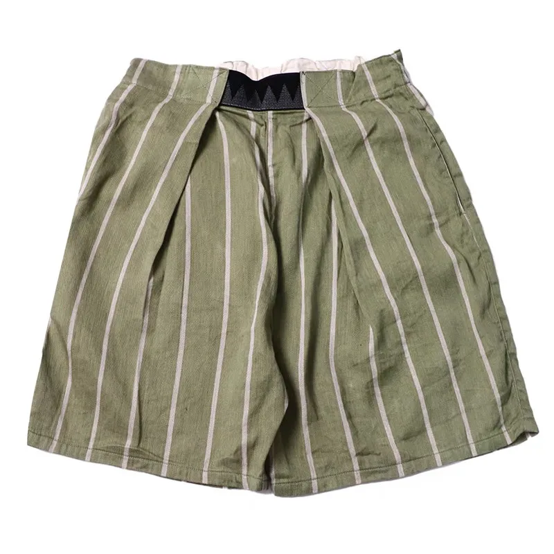 21SS KAPITAL Hirata Hiroshi Japanese Retro Trendy Cotton and Hemp Adjustable Elastic Casual Shorts in Two Colors