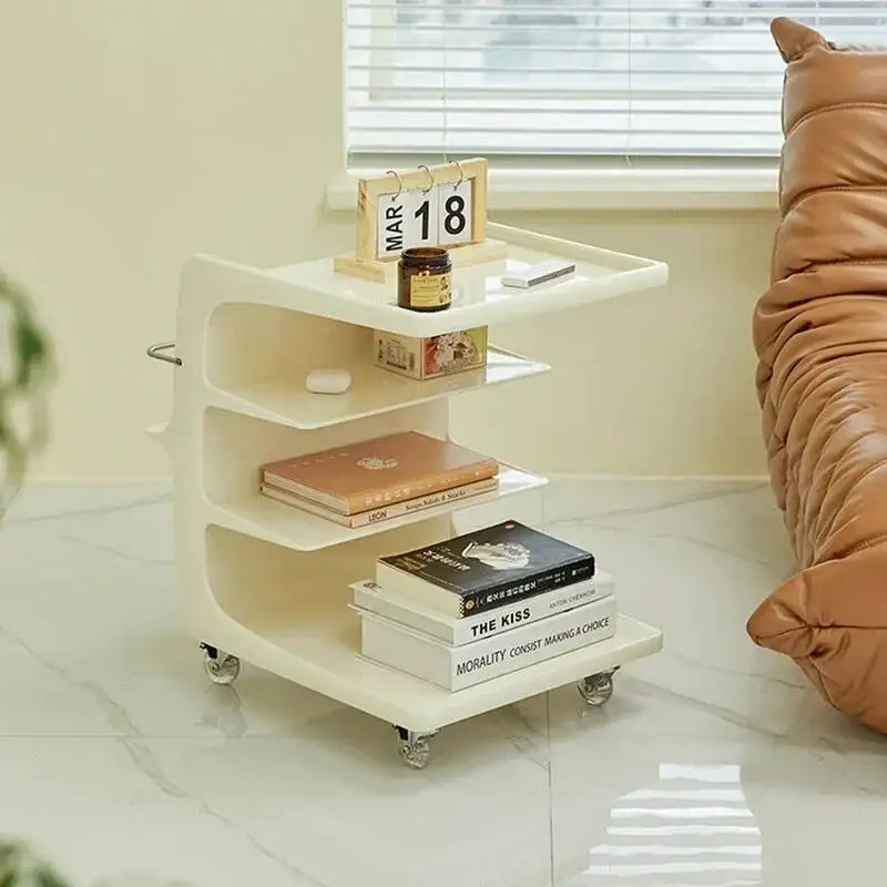 طاولة جانبية أكريليك فاخرة خفيفة بجانب السرير، تخزين متنقل، طاولات قهوة لتناول الطعام، أثاث غرفة المعيشة الإبداعي للفندق #2