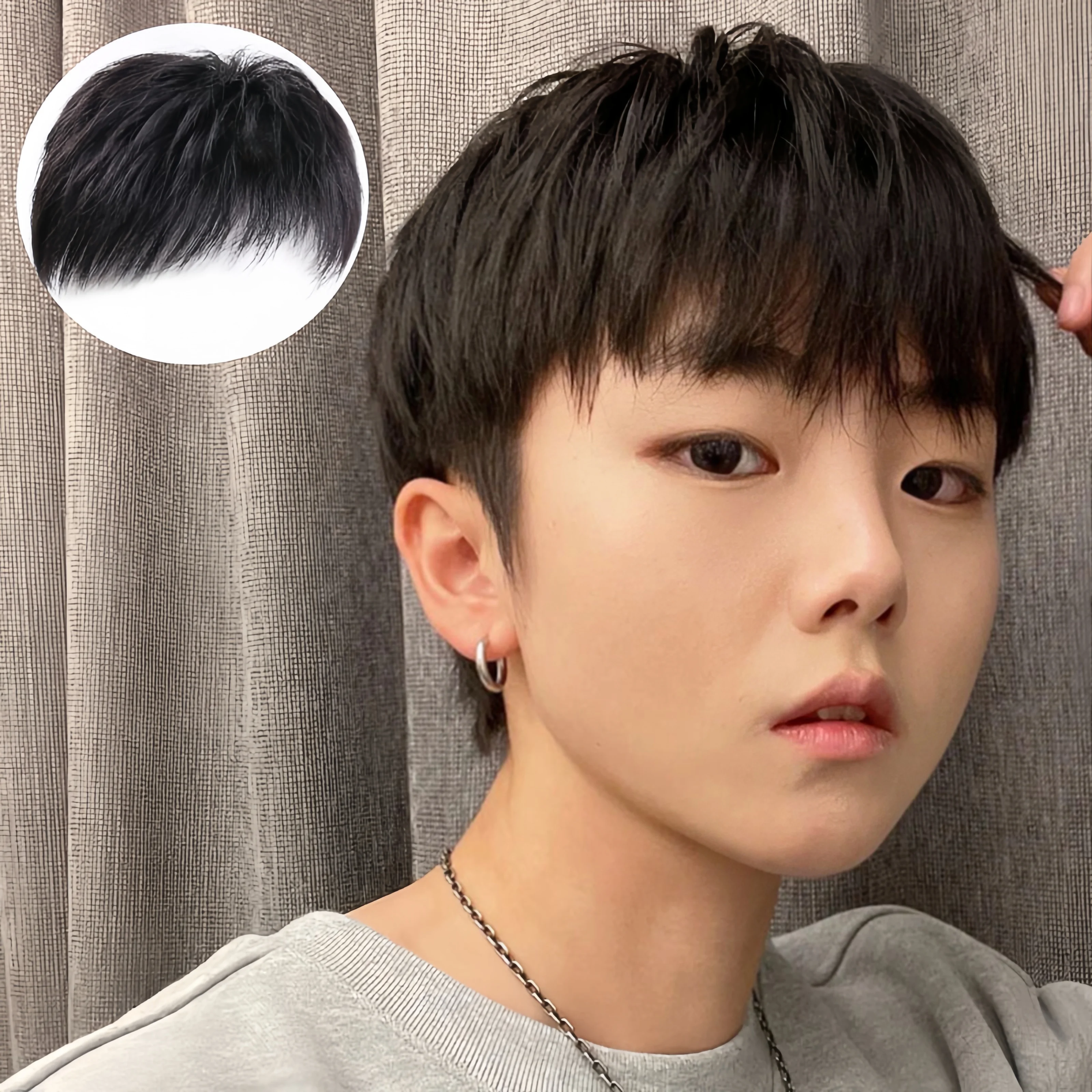 売れ筋ウィッグメンズヘアパッチ合成繊維高温シルクヘアシェード白髪ナチュラル通気性パッチ