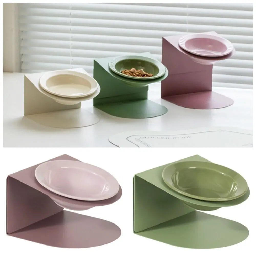 

Anti Vomiting Ceramic Cat Bowl Inclined Anti Slip Cat Feeding Station Detachable Anti Overturning Elevated Cat Water Bowl