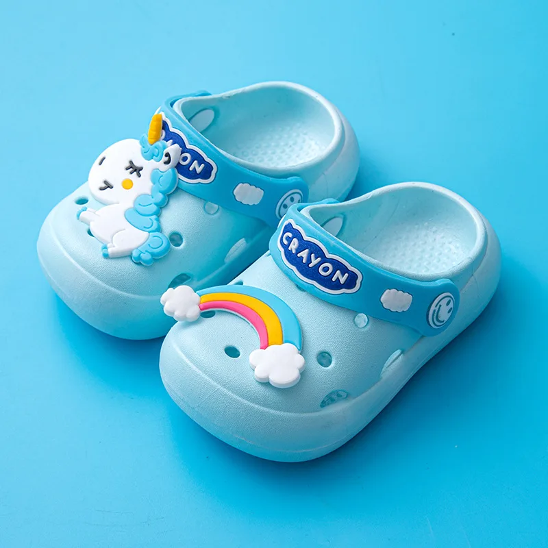 New Unicorn Clogs For Children Rainbow Cloud Slippers Convertible Sandal For Girl Toddler Boy Weighlight Mules Kids Home Slipper