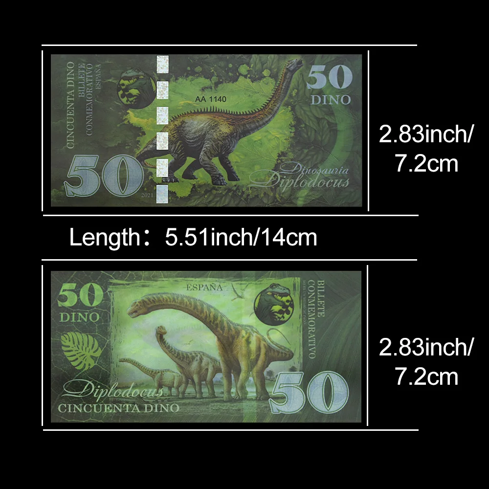 أوراق نقدية ملونة لأموال الديناصورات الإسبانية ، تذكرة نقود ، 1 ، 10 ، 20 ، 50 ، 7.5 ، دينو إسبانا ، أوراق نقدية ورقية ، 5 * لكل مجموعة