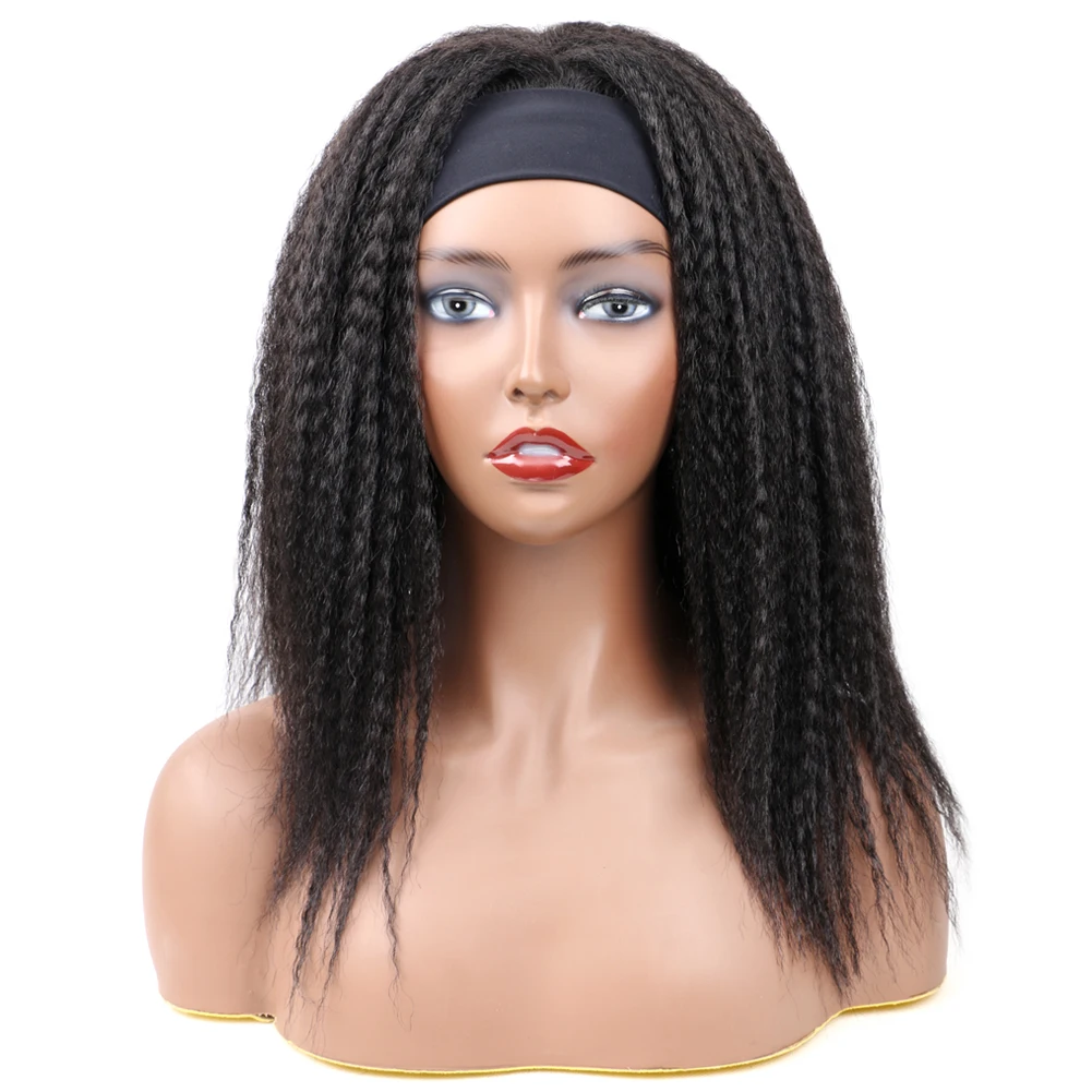 Yaki Straight Headband Wig para Mulher, Sintético, Preto, Marrom, Estranho, Peruca Reta