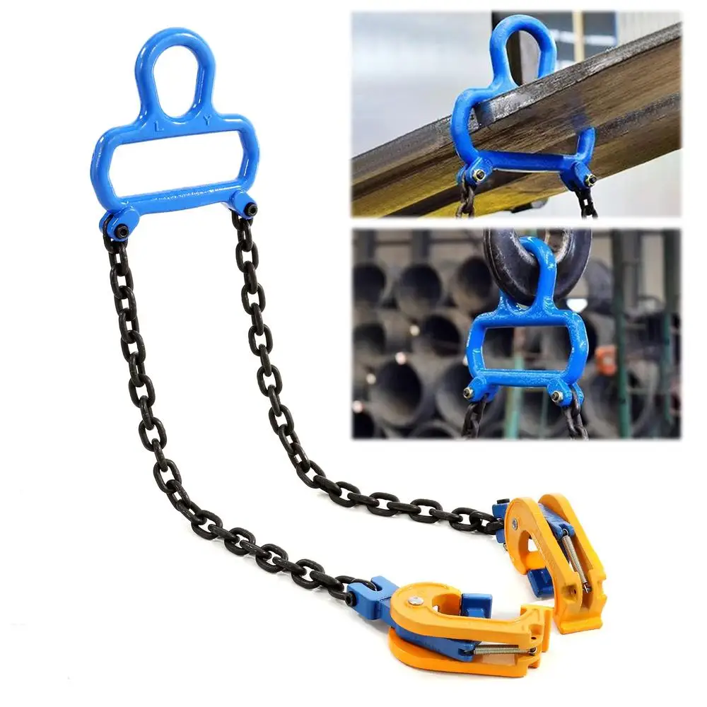 1 Ton Chain Drum Lifter 2204lbs Loading Capacity Hoist Forklift Crane 55 Gallon Drums Metal Plastic Barrel Double Hook Clamp