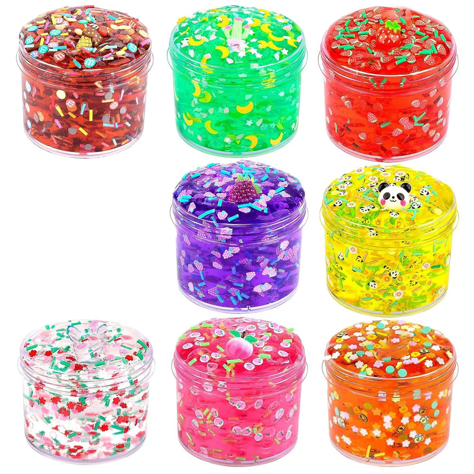 Jelly Slimes Anti Stress Crunchy Glitter Crystal Glue Boba Slimes Transparent Ultra Soft Non Stick Fruit Crystal Mud