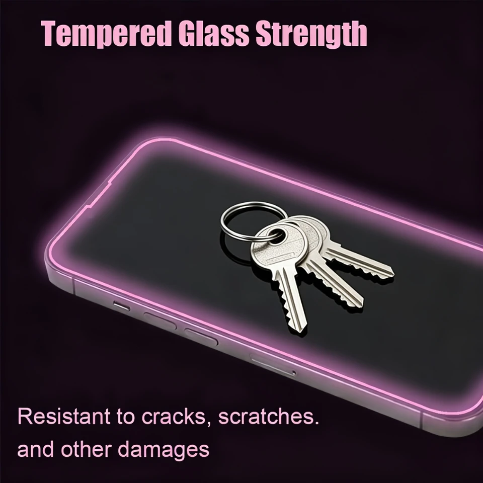 NNBILI 3 Paquetes Rosa Brillante en la Oscuridad Protector de Pantalla HD para iPhone 17 16 15 14 13 12 11 Pro Max 17e 16e Esencial para Noctámbulos 3