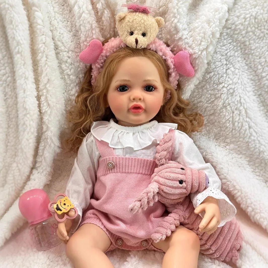 

Бетти 55 см для новорожденных, силиконовая виниловая кукла реборн, реалистичная подставка для малышей, длинный парик принцессы для девочек, мягкая игрушка Bonecas
