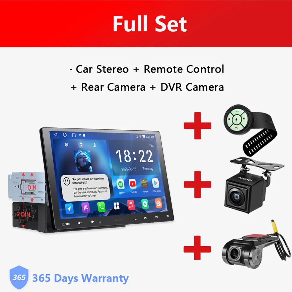 10 inch Android autoradio single 1 DIN intrekbaar scherm Apple CarPlay Android Auto 1DIN autoradio Bluetooth speler head unit