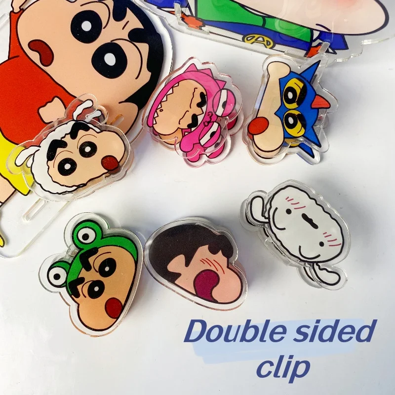 5Pcs/set Crayon Shin-Chan Pp Clips Anime Cute Binder Clip Planner Clips Paper Clamp Office Decorative Supplies School Stationery