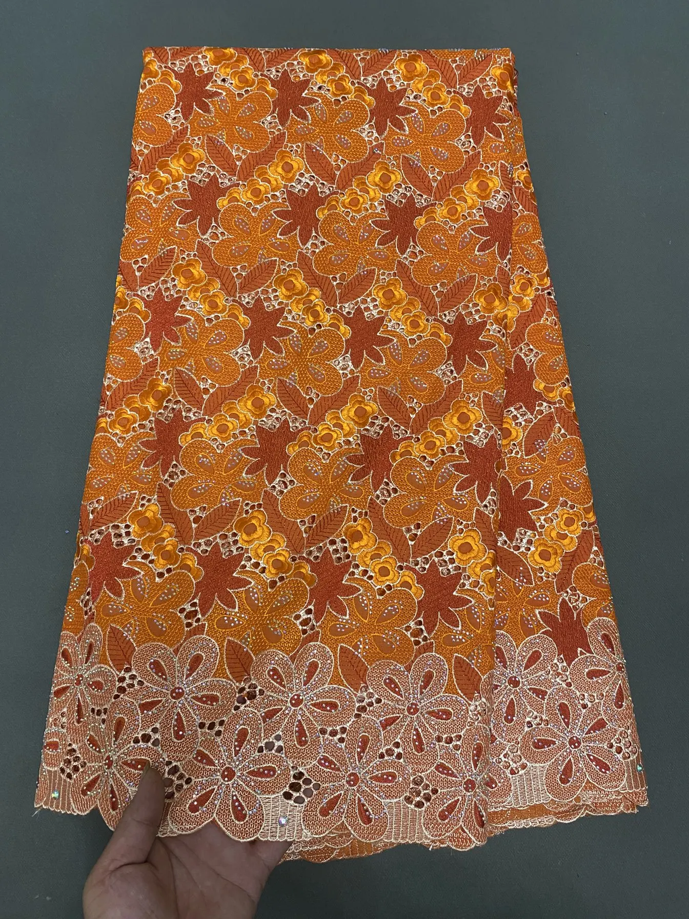Newest African Cotton Lace Fabric 2025 Stones High Quality Nigerian Cotton Lace Fabric 5 Yards For Women Wedding Party Dresses
