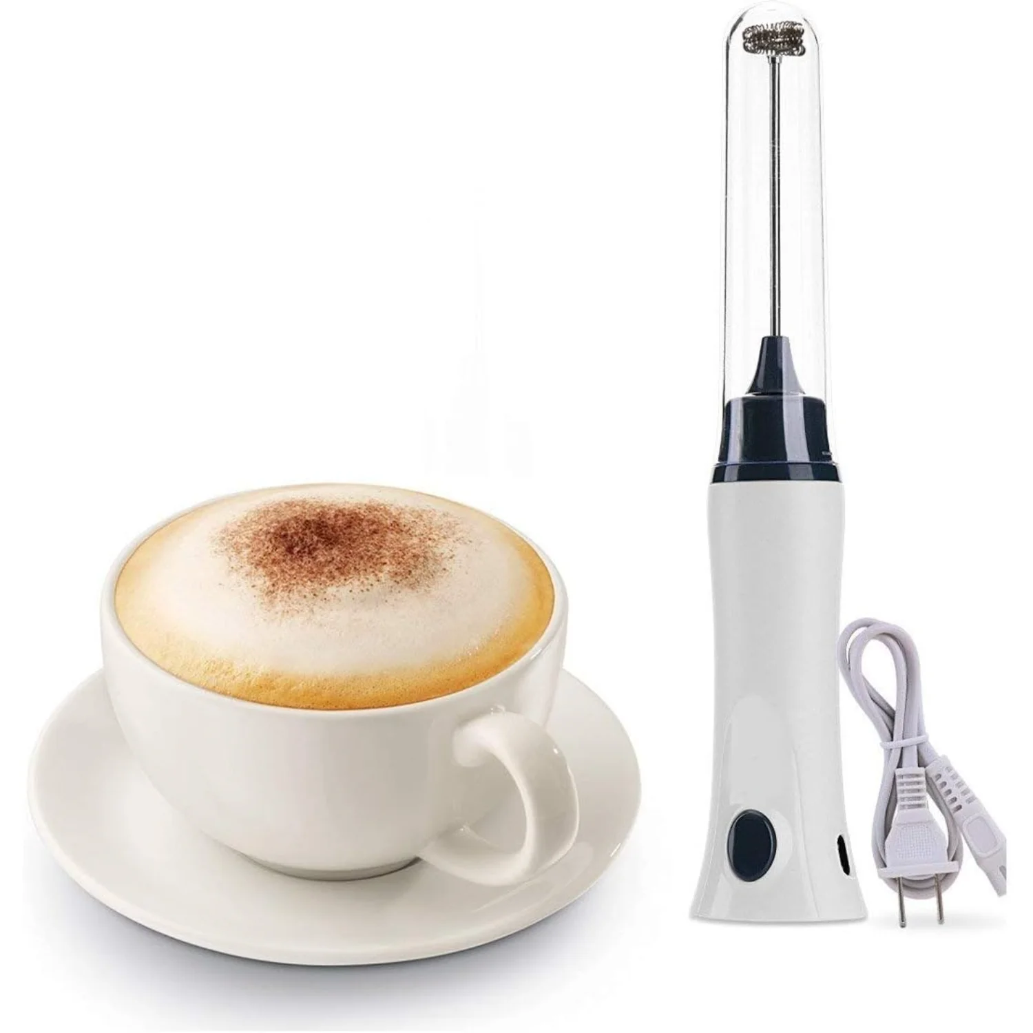 Rechargeable Eggbeater  Stainless Milk Frother Foamer Blender Coffee Mixer with Charging Cable