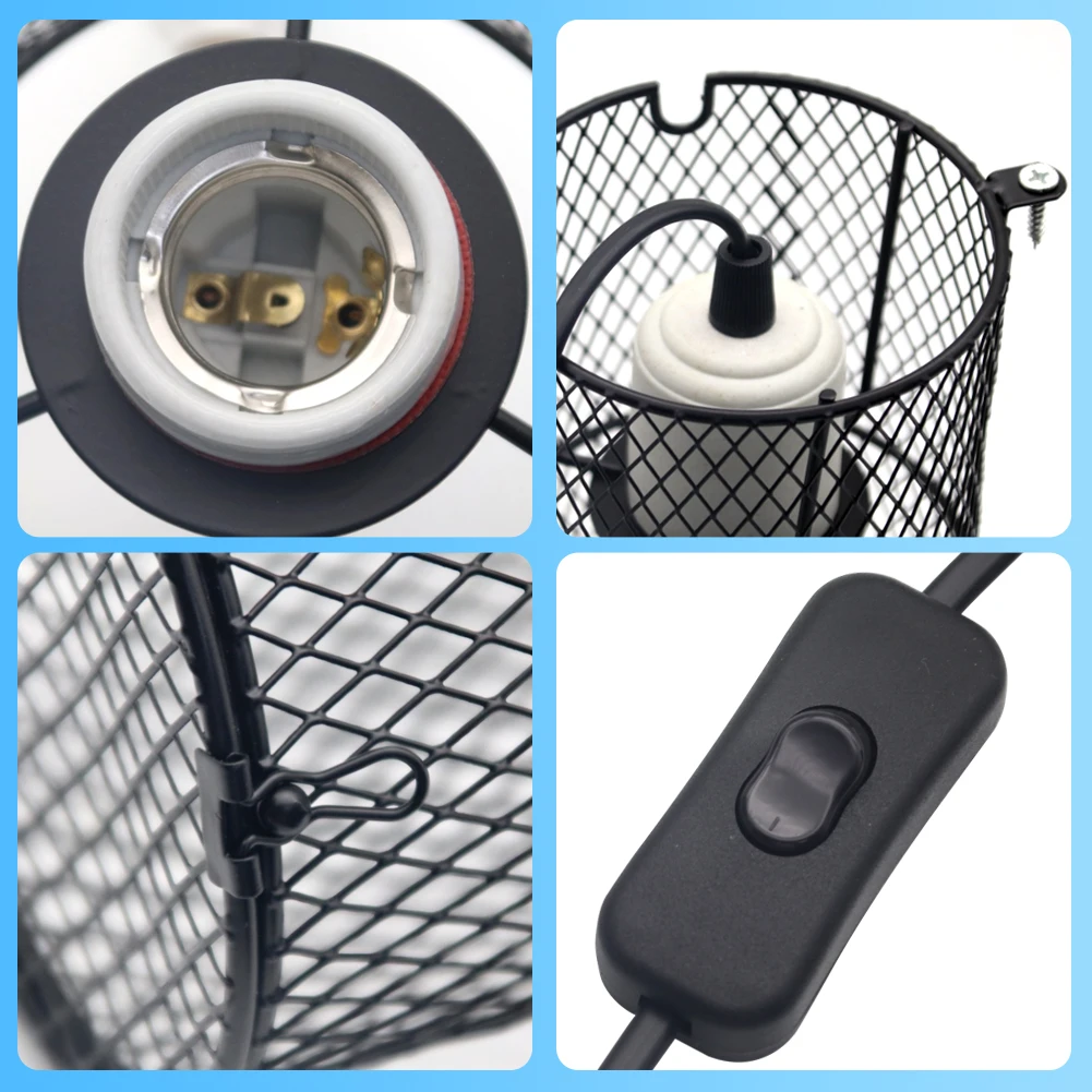 1PC Reptile Heat Lamp Guard Mesh Cage Reptile Protection Lampshades for Pet  Lizard Snake Chick, Bulb Not Included,UK/EU Plug