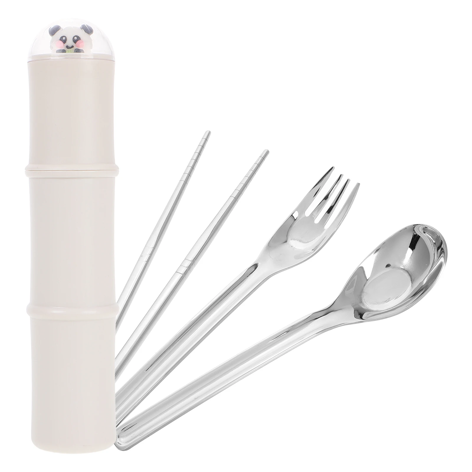 

Portable Cutlery Set Reusable Silverware Bamboo Stainless Steel Camping Travel Utensils Case Student Picnic Lightweight