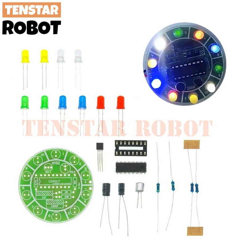 Electronic Heart Shape LED Voice Control Kit, giratório estrela, giroscópio, aprender a solda, iniciante, laboratório