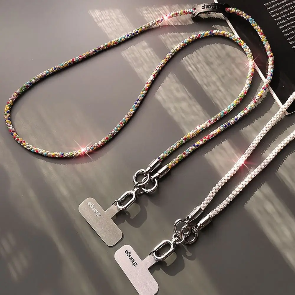 

Красочный ремешок для телефона со стразами, блестящая цепочка через плечо, телефон с защитой от потери веревки, яркий чехол для телефона, универсальные ремни-цепочки