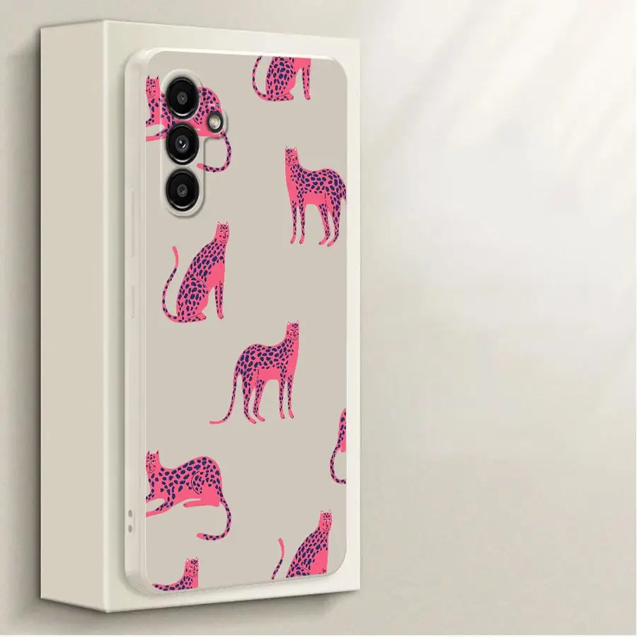 Soft Cover Phone Case for Samsung Galaxy A24 A11 A12 A51 A22 A52 A35 A16 A34 A13 A14 A15 A36 A26 Pink Leopard Pattern