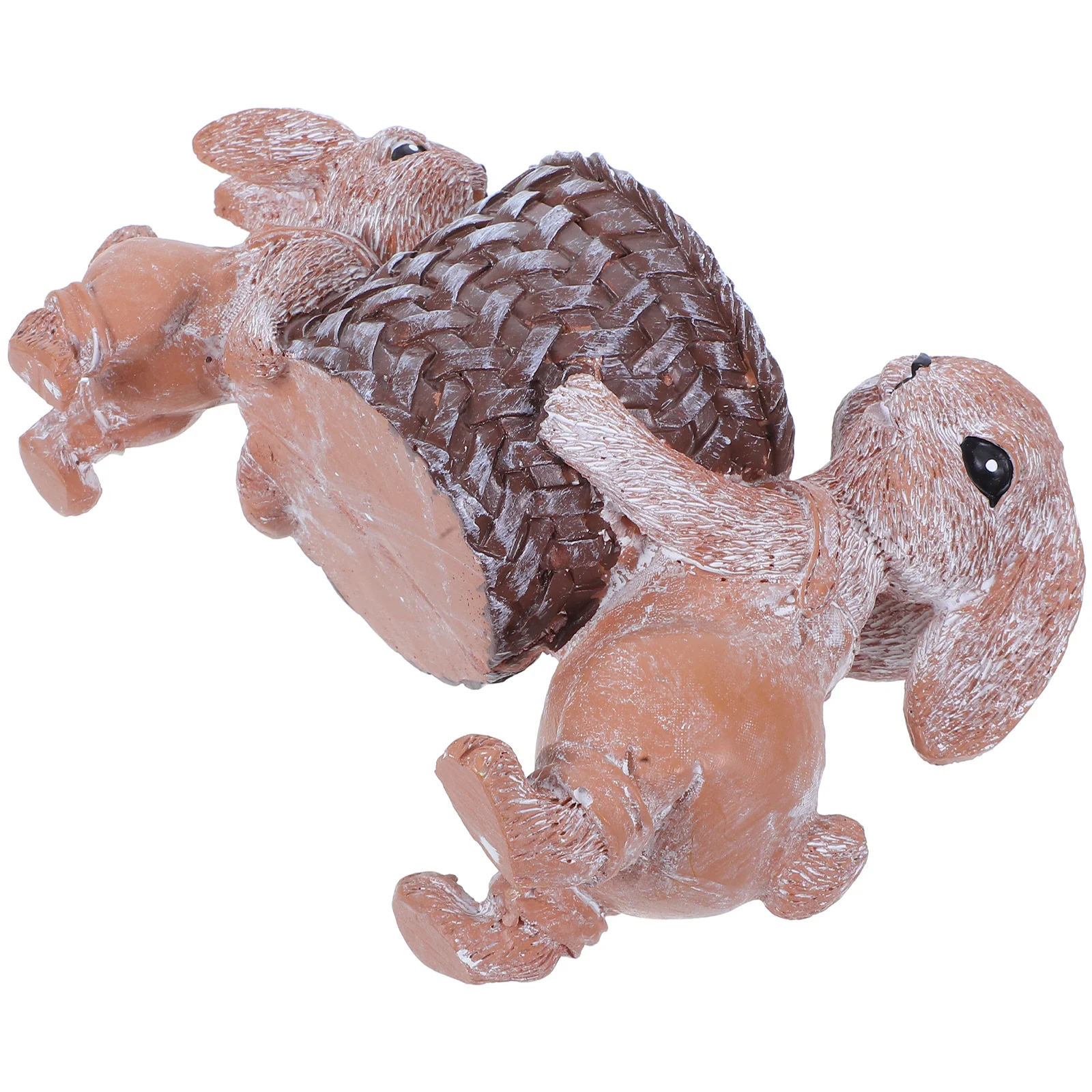 Cute Resin Bunny Pen Holder Easter Rabbit Desk Organizer with Realistic Bamboo Basket Desktop Storage Container