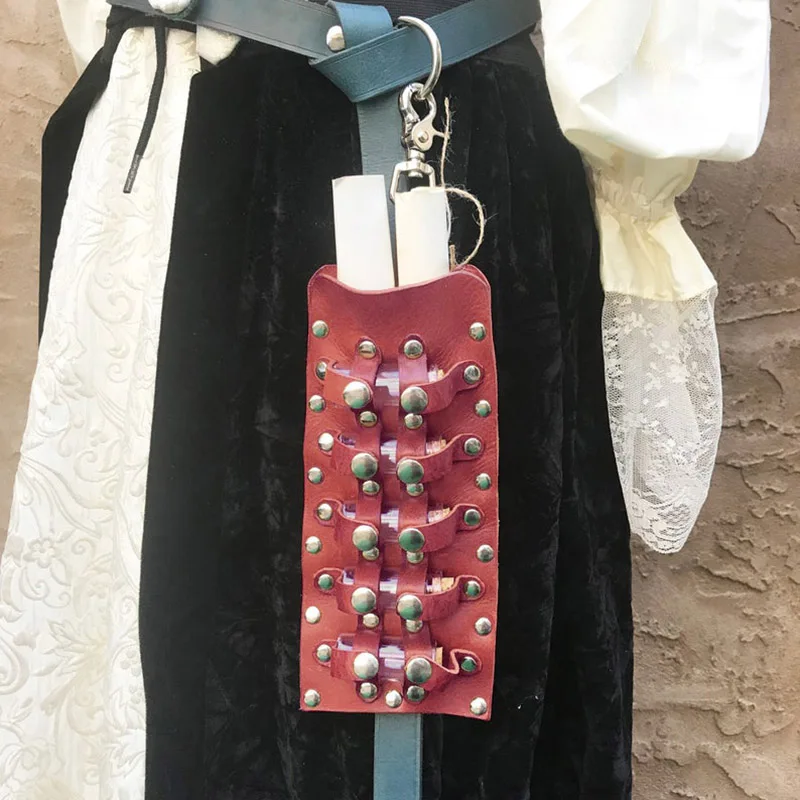 Medieval Belt Potion Vials Pouch Leather Scroll Holder Bag Alchemy Kit For Renaissance Fair Cosplay LARP Costume Parts Men Women