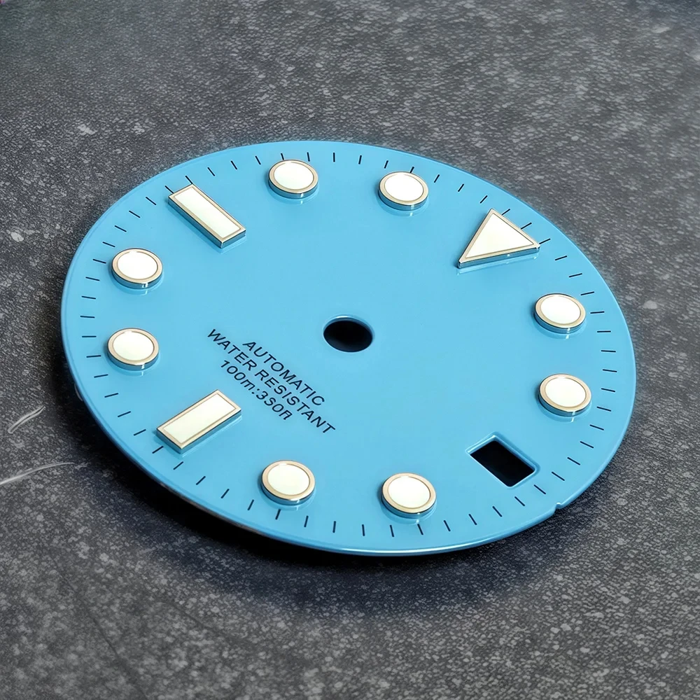 Ice blue 28.5mm watch face luminous for NH35/NH36/4r35/4r36 movement watch accessories watch modification calendar high quality