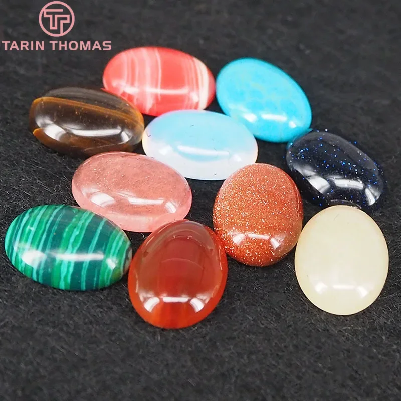 (4036) 5PCS 18x13MM 25x18MM 30x20MM 40x30MM Random color Natural stone synthetic stone Oval Cabochon Beads Diy Jewelry Findings