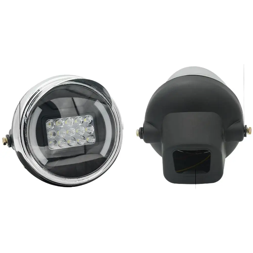 Motorcycle and Tricycle LED Headlight 15 Beads with Dual Beam Switch Compatible with 12V 80V Electrical Systems ABS Plastic Body