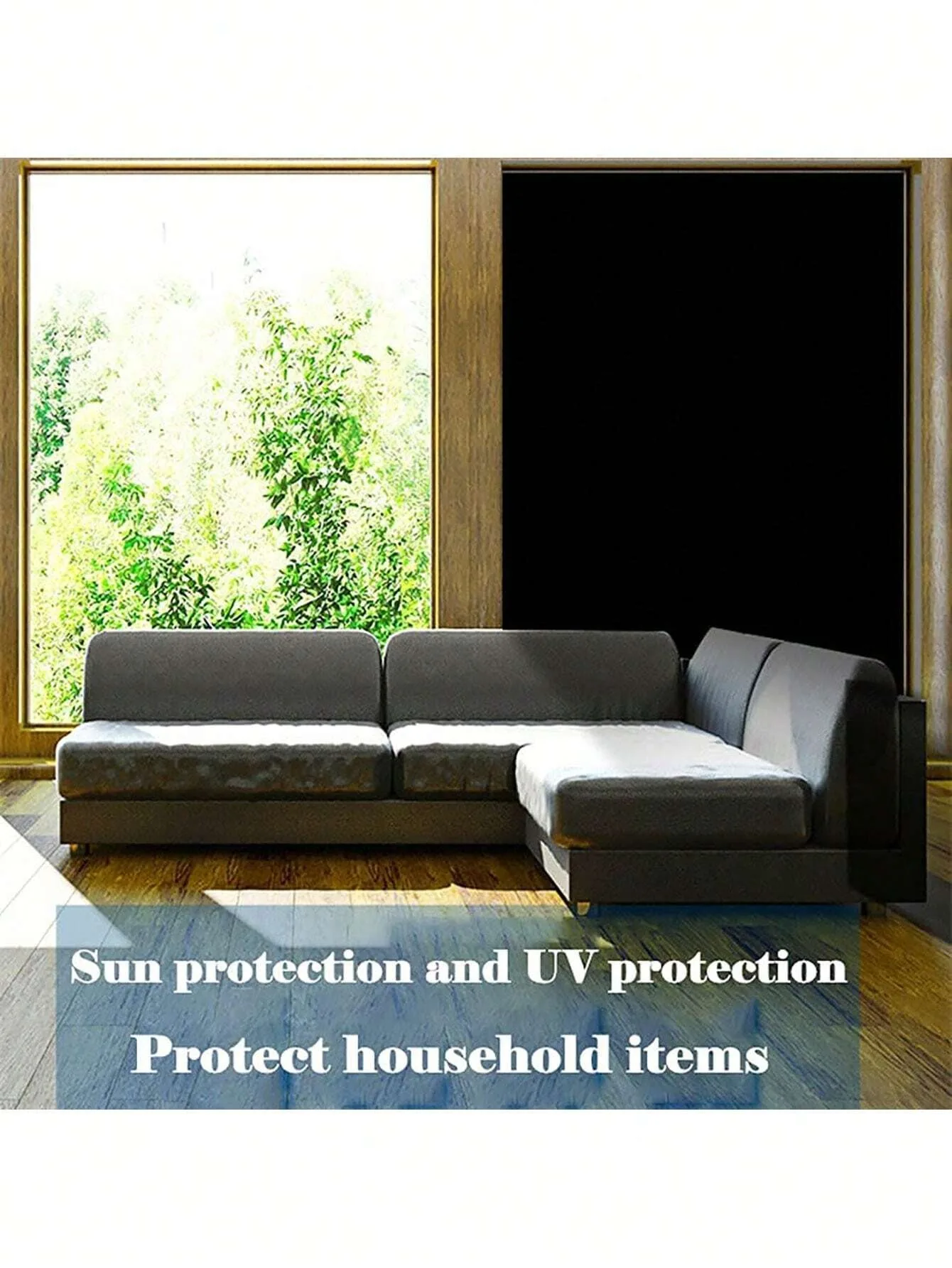100% Blackout Window Film Static Cling Non-Adhesive Total Darkness Privacy for Bedroom Nursery Home Theater No Glue Reusable