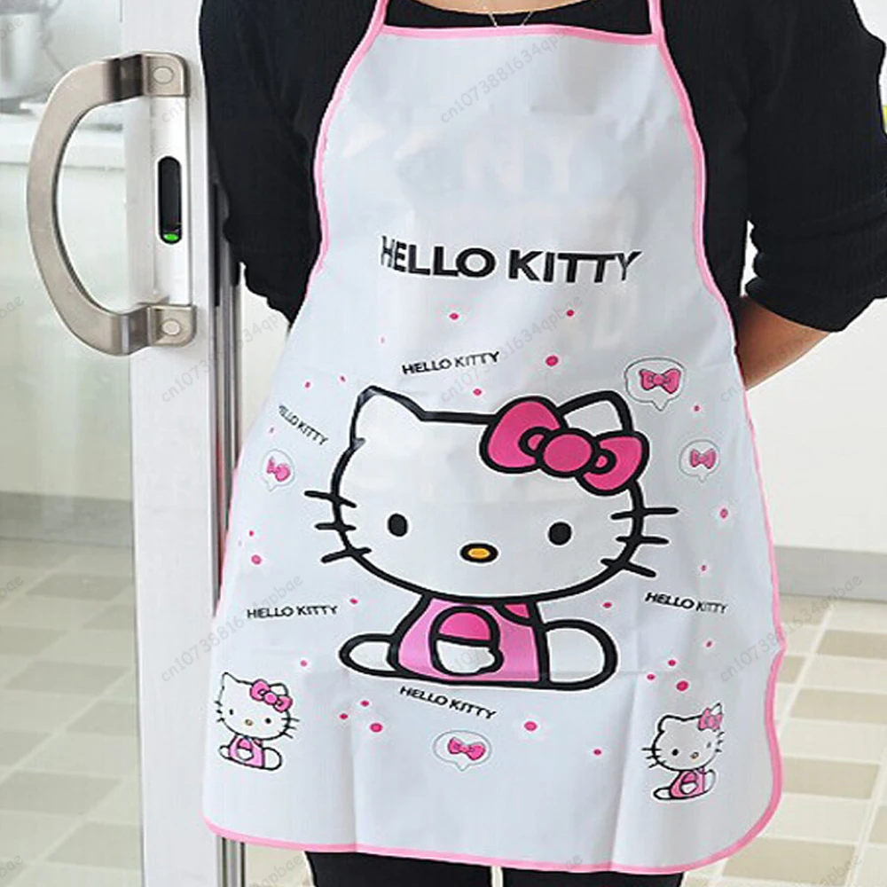 MINISO Sanrio-delantal de Hello Kitty para mujer, utensilio de limpieza de cocina coreano, bonito, impermeable, con dibujos animados, para el hogar