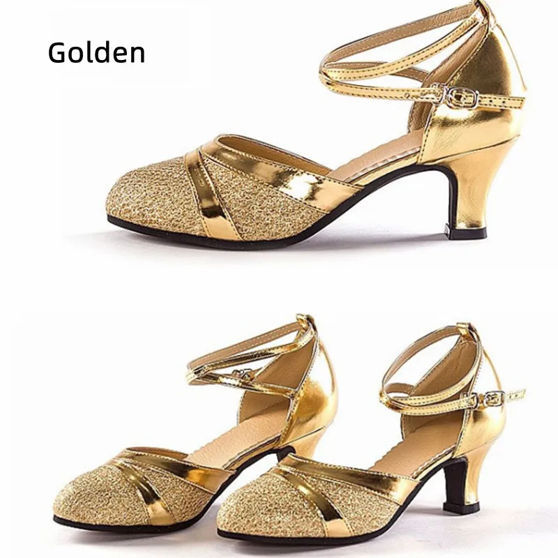 Zapatos de baile latino para mujer, calzado de Salón/exterior, Tango, fiesta moderna, tacones altos de 3,5/5,5/7CM, Punta cerrada, zapatos de Salsa