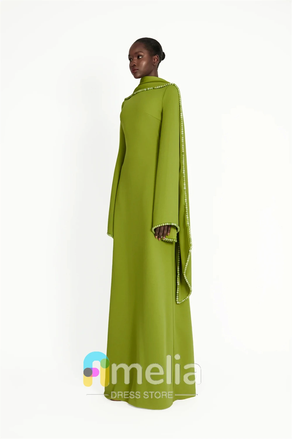 Amelia – robe de soirée en crêpe, col rond, pour Occasions spéciales, robes formelles élégantes pour femmes, dubaï, 2024