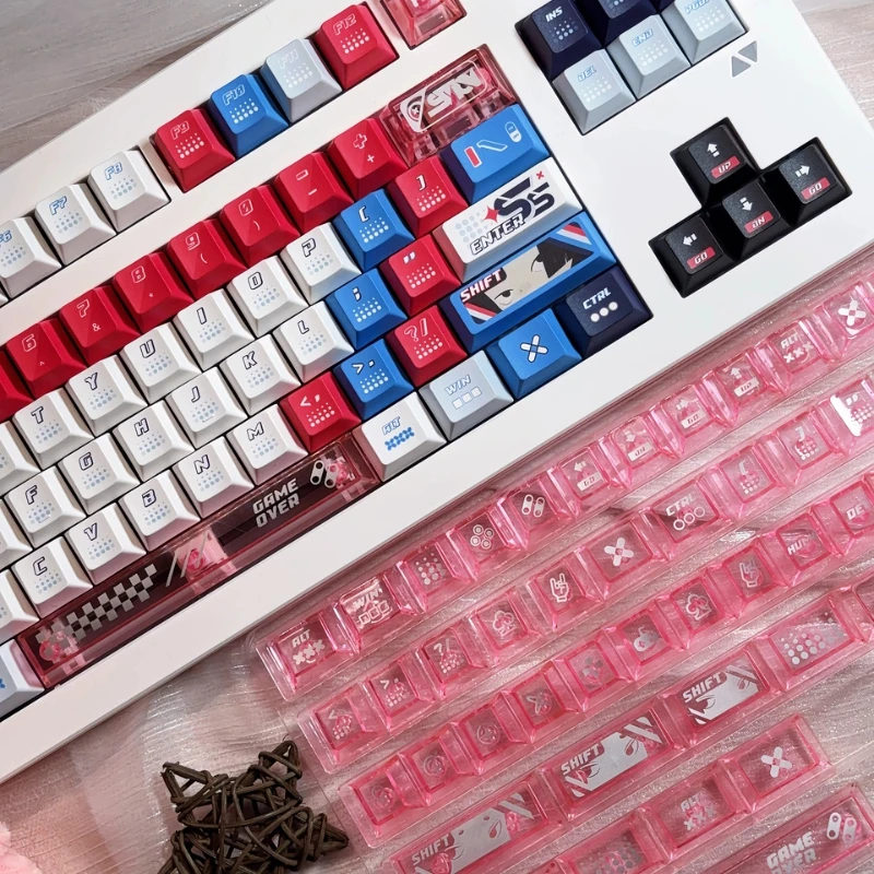 

Визуализированные синие кейкапы: кастомные PBT/PC прозрачные колпачки для клавиш Cherry Profile, милые мультяшные аниме-кейкапы, кейкапы с аниме-персонажами для геймеров