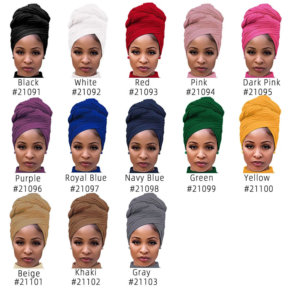 Envoltura de cabeza decorativa para mujer, Hijab elástico africano para dormir, bufanda de Jersey de llanuras musulmanas, turbante