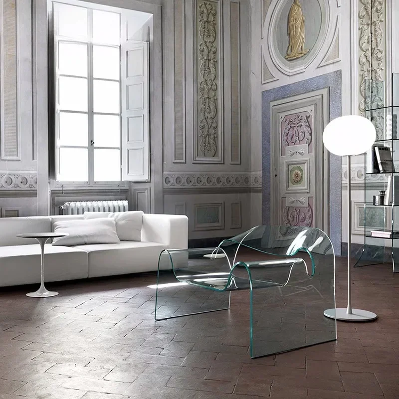 

Chair acrylic sofa simple modern light luxury designer casual transparent crystal sofa recliner