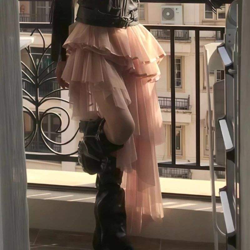 الأمريكية الرجعية غير النظامية كعكة المرأة تنورة شتاء جديد الثقيلة الحرفية متعدد الطبقات تصميم عيد الميلاد تول التنانير منتصف طول السيدات #5