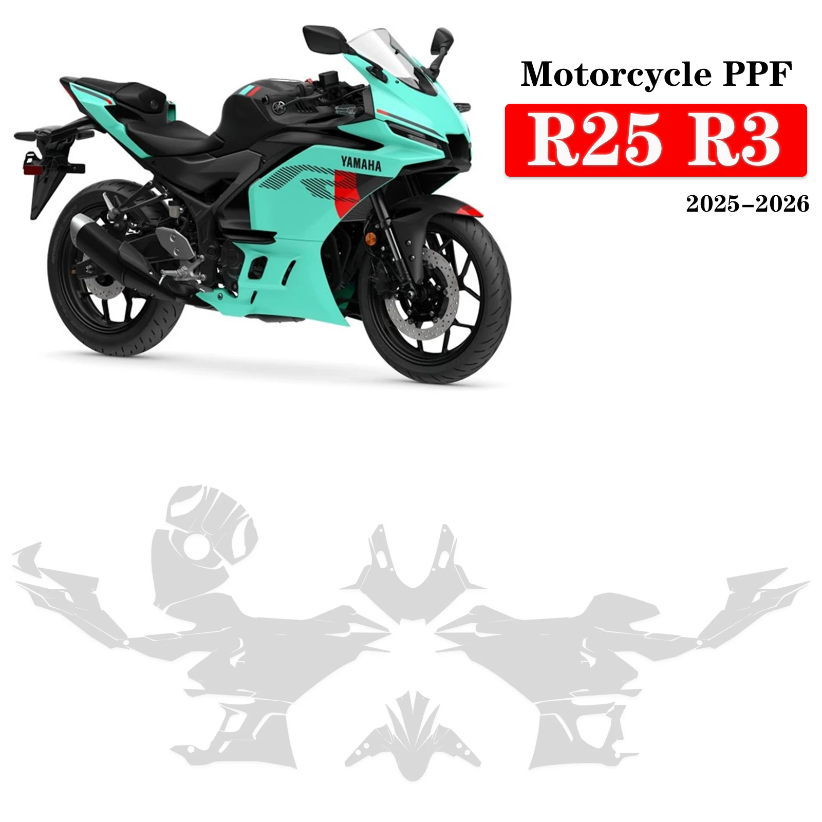 Fits R3 PPF For YAMAHA R25 TPU Transparent Motorcycle Paint Protection Film Fuel Tank Protective Anti-scratch 2025-2026