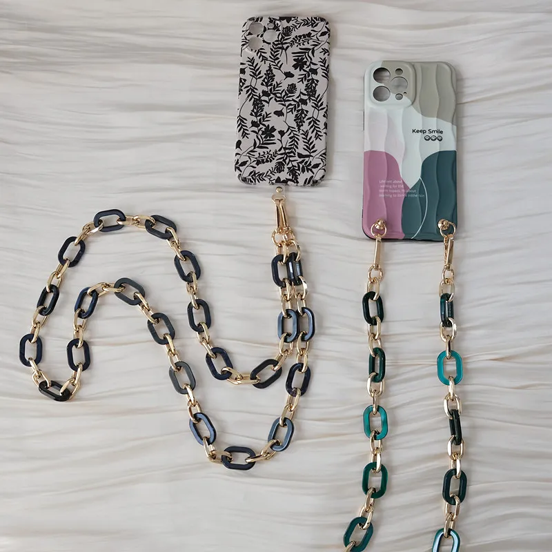 New Phone Accessory Cellphone Chain Anti Lost Universal Marble Blue Lanyard Shoulder Neck Crossbody SmartPhone Strap Case Chain