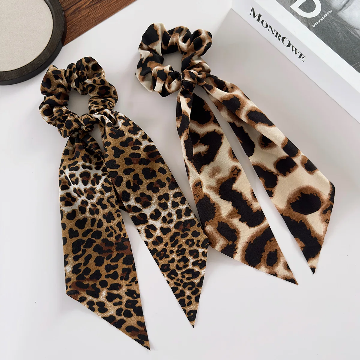 

Премиальные резинки для волос с леопардовым принтом и бантом, большие, высокоэластичные, прочные, для женских причесок, хвостов и пучков