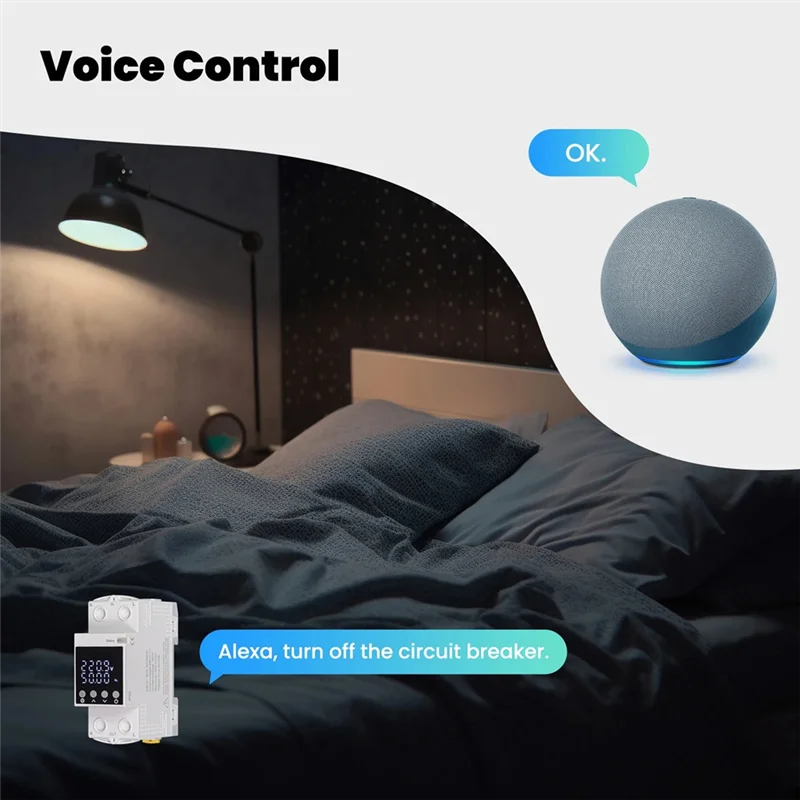 A003 Tuya Wifi 스마트 회로 차단기 80A-알람 임계 값 세트 전기 모니터 V0 내화 지연제 APP 제어