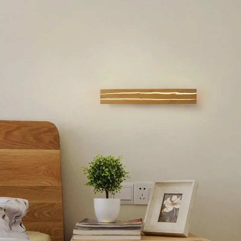 Creative Design Wood Crack Wall Lamps Nature Wood Processing Acrylic Lampshade Sconce Lights Modern Home Decor Rotatable Lustres