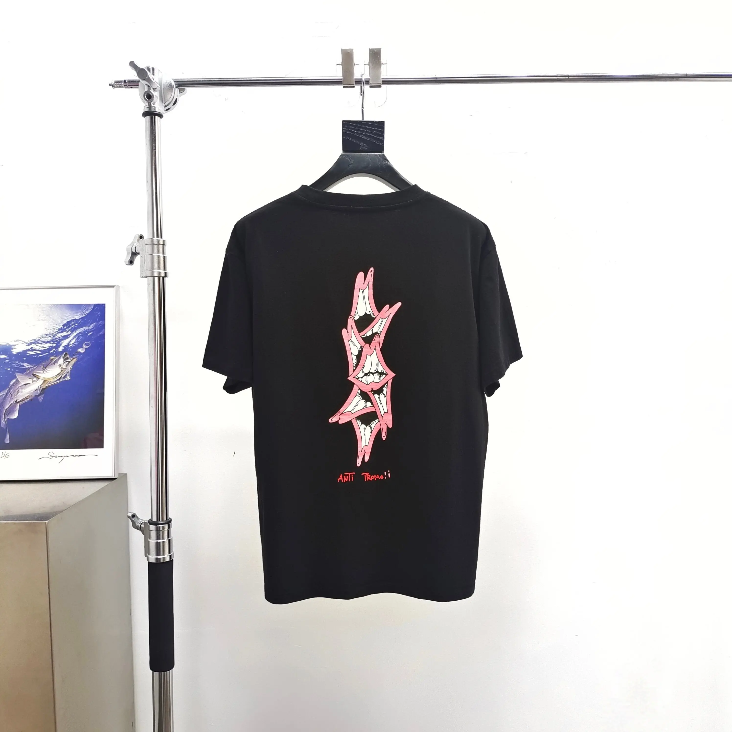Matty Boy Anti Promo Back Lips Flower Love Pocket Black Short Sleeve Tee