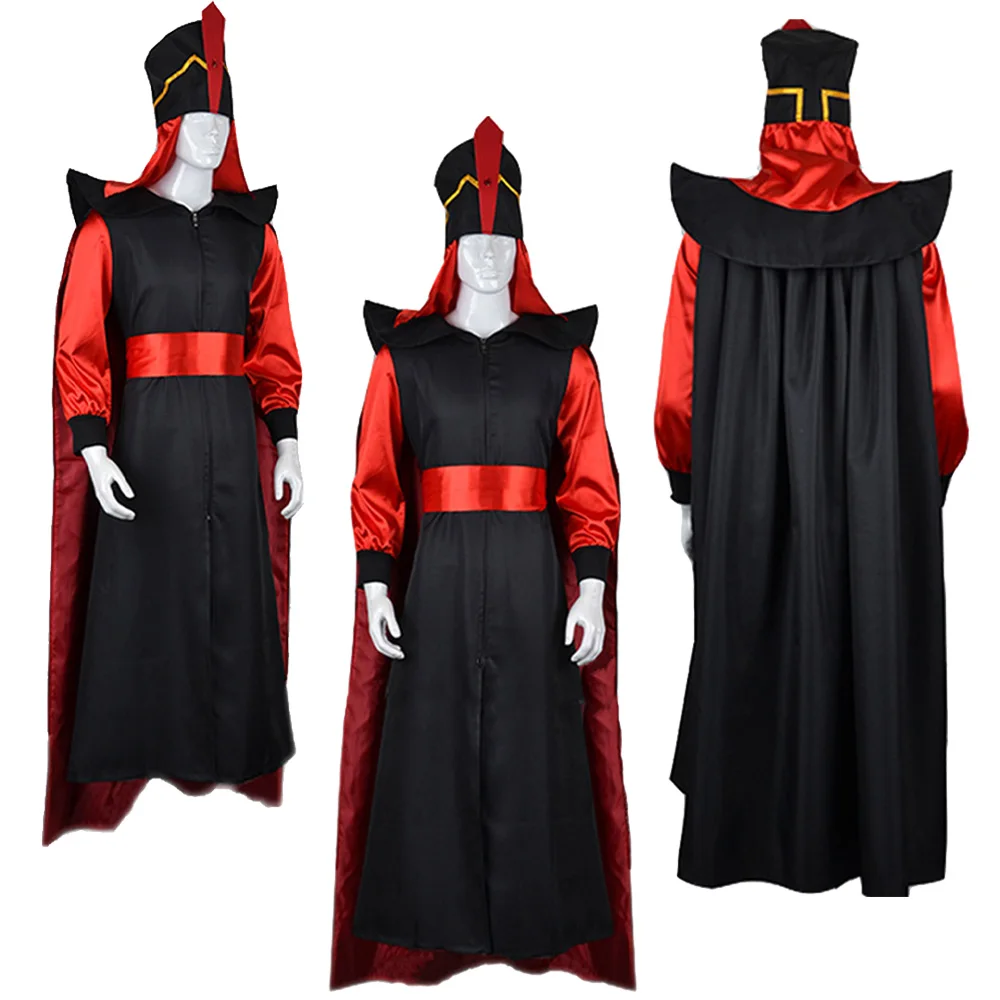 

Jafar Cosplay Costume Movie Jumpsuit Cloak Hat for Men Adult Outfits Disguise Halloween Carnival Party Fantasia Roleplay Suit