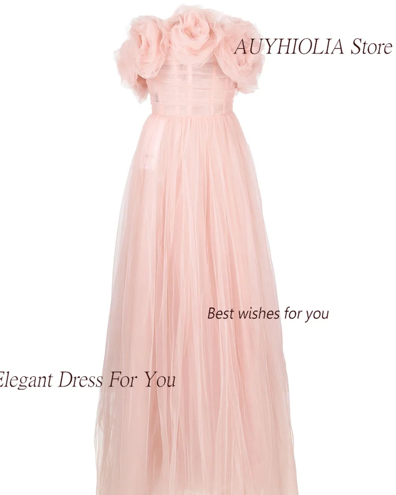 Tulle Evening Dress For Sexy Women 정장원피스 Vestidos de festa Fashion A-Line Off The Shoulder Beauty Flowers Cocktail Prom Gown