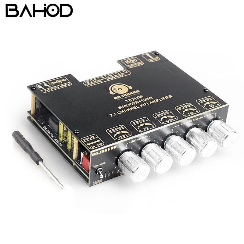 bahod-50w-2-100w-21チャンネルパワーアンプボード-tpa3116-dc入力-12v-24v-bluetooth-52-サブウーファーパワーアンプボード